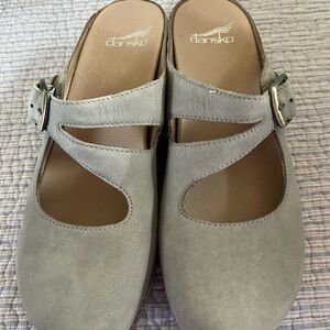 Dansko Taupe Mary Jane Clogs with Buckle
